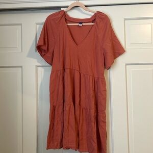 Old Navy Dusty Peach V-Neck Tiered Dress
